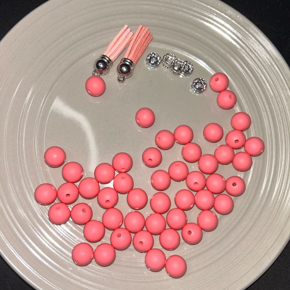 50 Pink Bead and Tassel Set